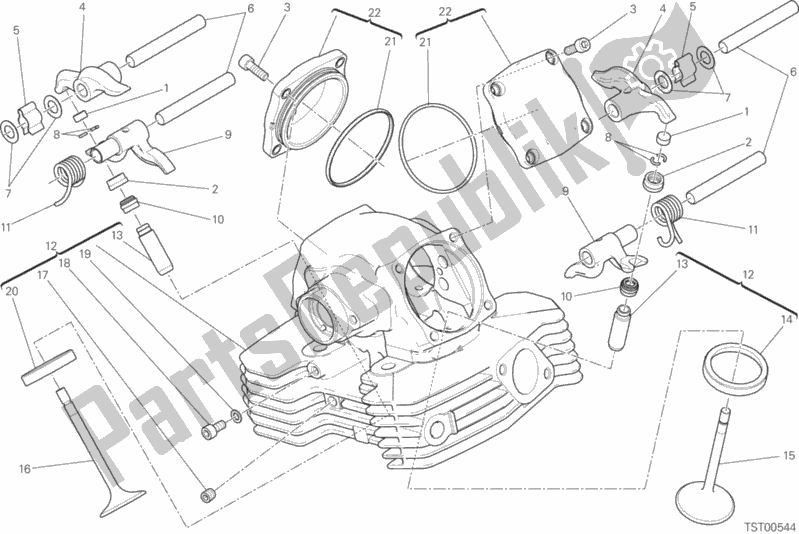 Alle onderdelen voor de Verticale Kop van de Ducati Scrambler Icon Thailand 803 2020